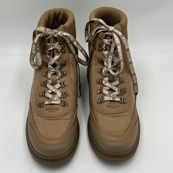 Vintage Y2K Nautica Lace Up Sabra Ankle Boots Booties Combat Tan Womens Size 8.5 - Picture 4 of 16